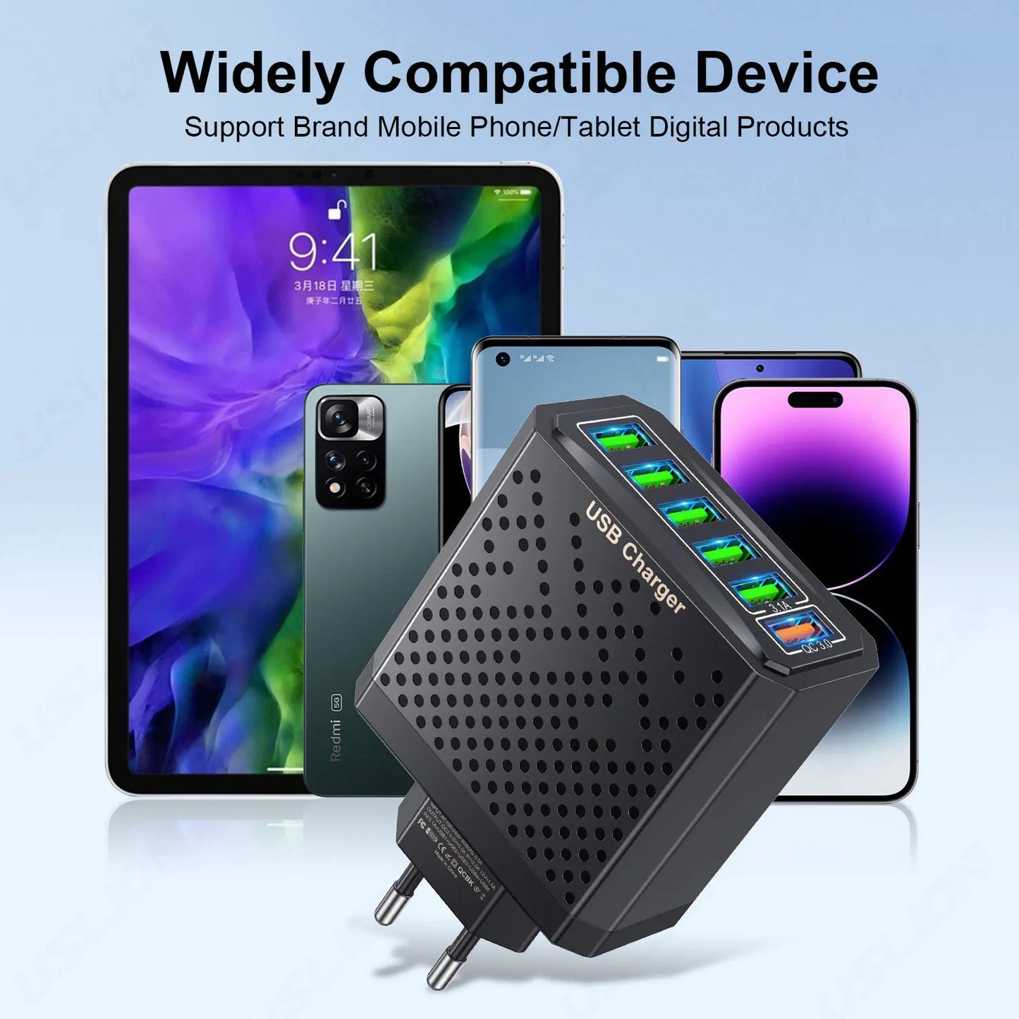 Caricabatterie USB 6 in 1